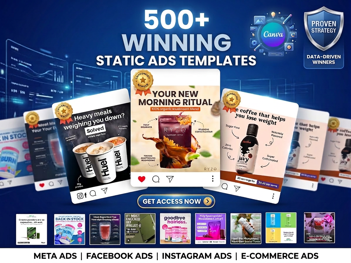 500+ Proven Meta Ad Templates That Actually Convert — Editable in Canva