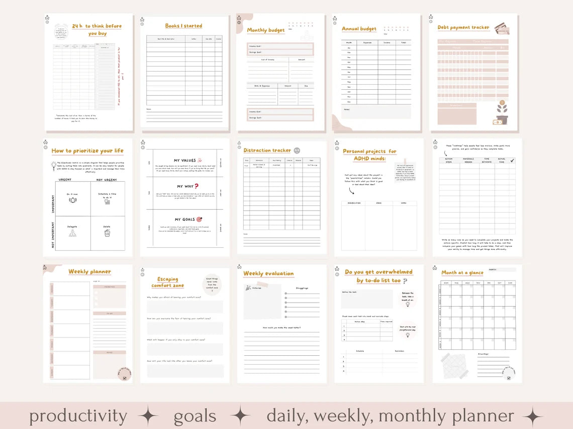 1000+ ADHD & Mental Health Canva Templates