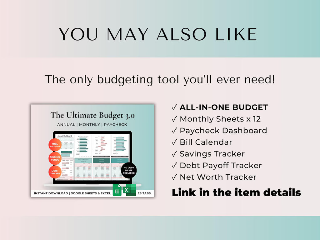Debt Payoff Tracker, Snowball Avalanche Calculator, Credit Card Tracker, Home Loan, Student Loan, Debt-Free Planner (Google Sheets & Excel)