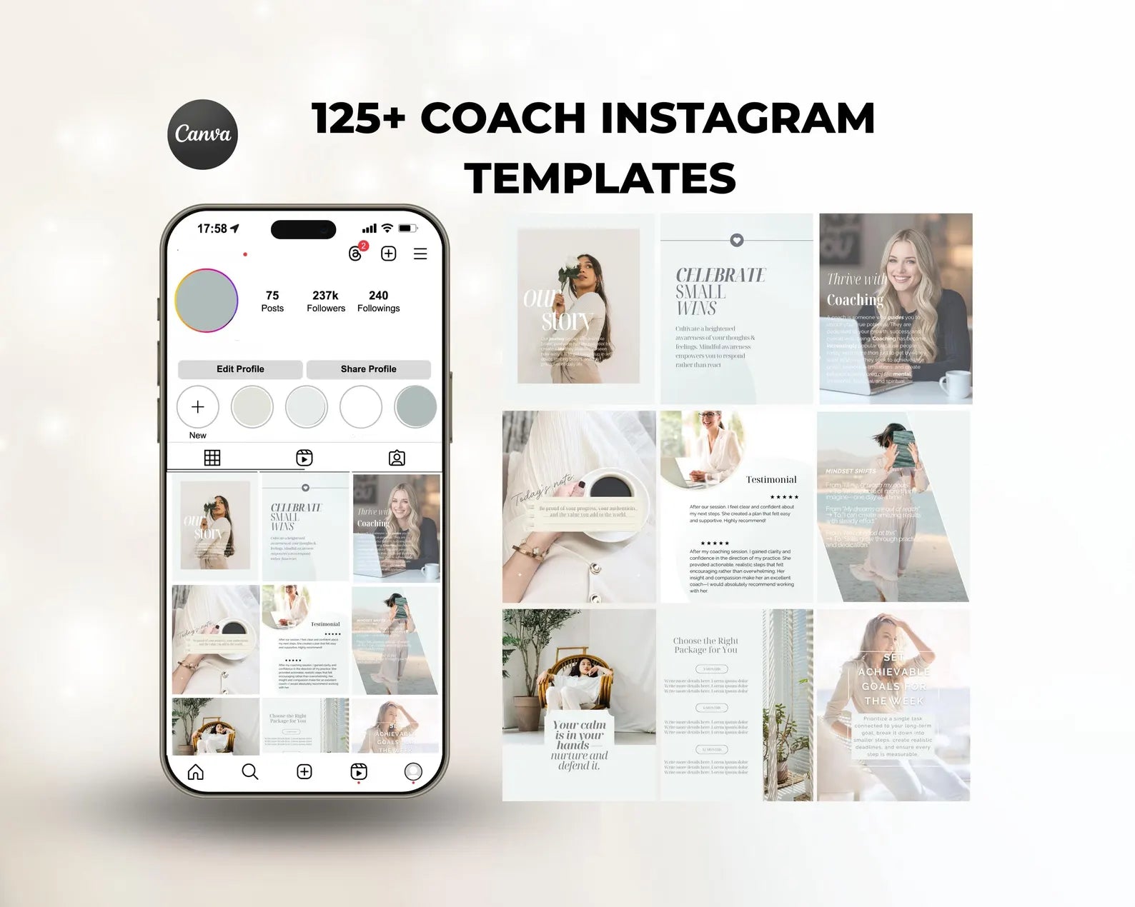 Instagram Bundle for Coaches —  Canva Templates