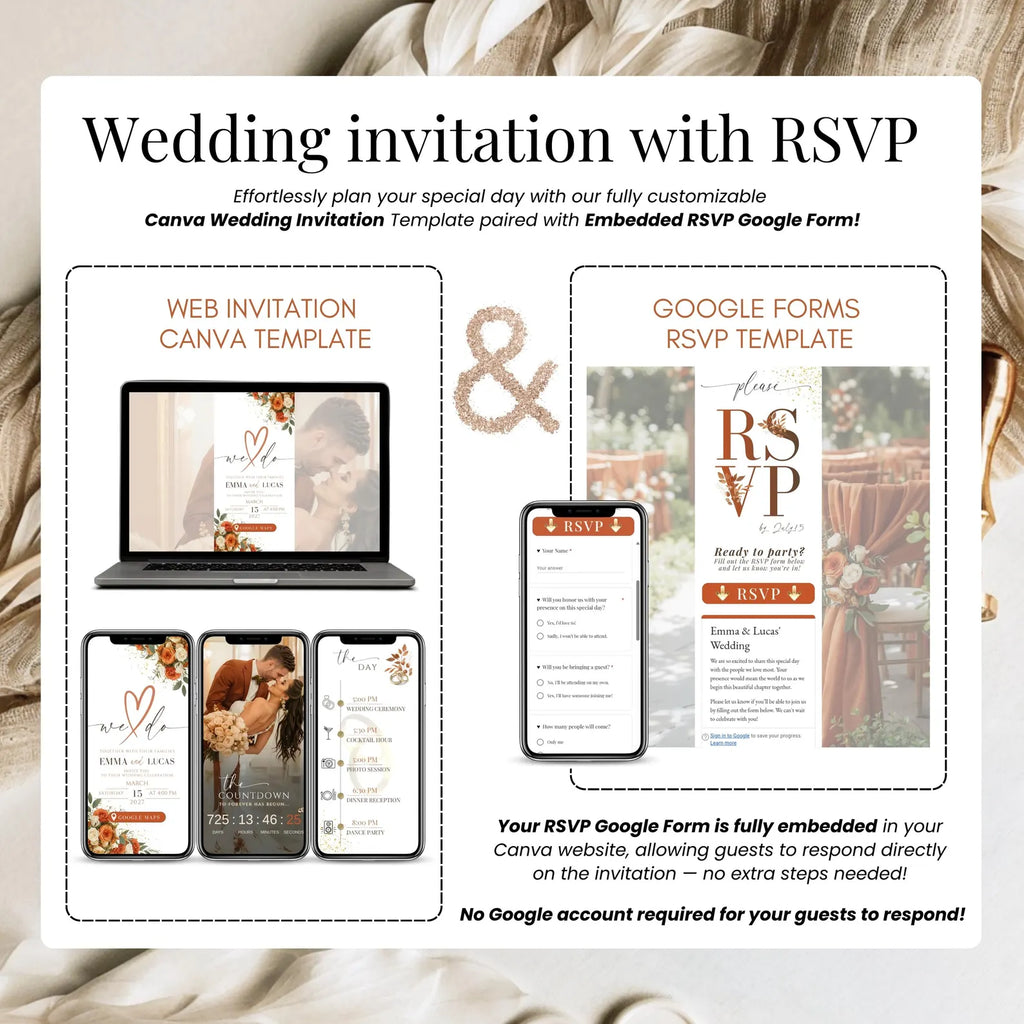 Burnt Orange Digital Wedding Invitation