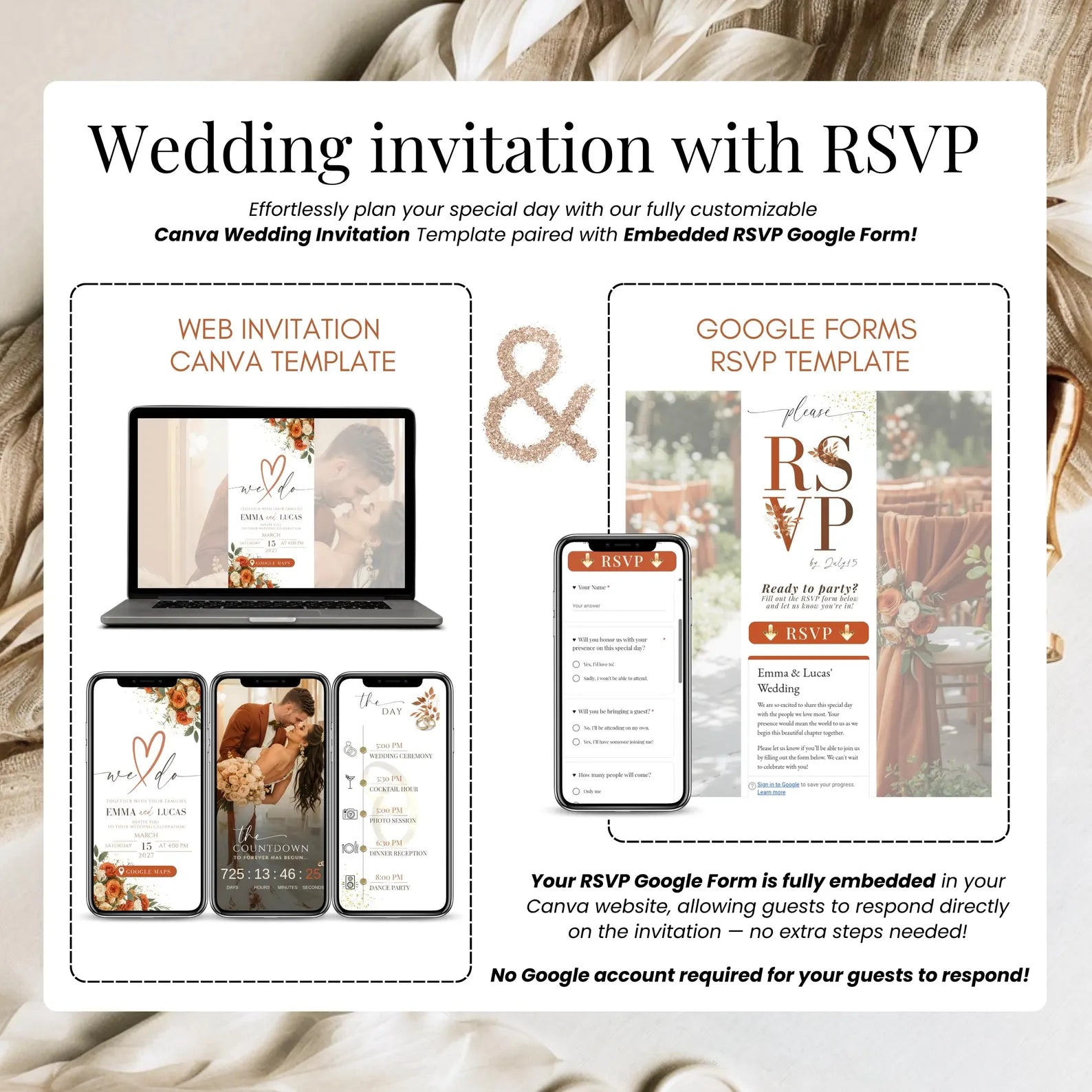 Burnt Orange Digital Wedding Invitation