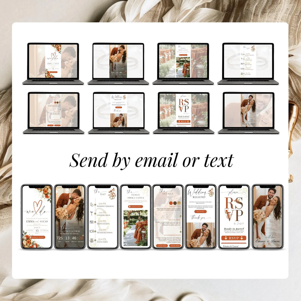 Burnt Orange Digital Wedding Invitation