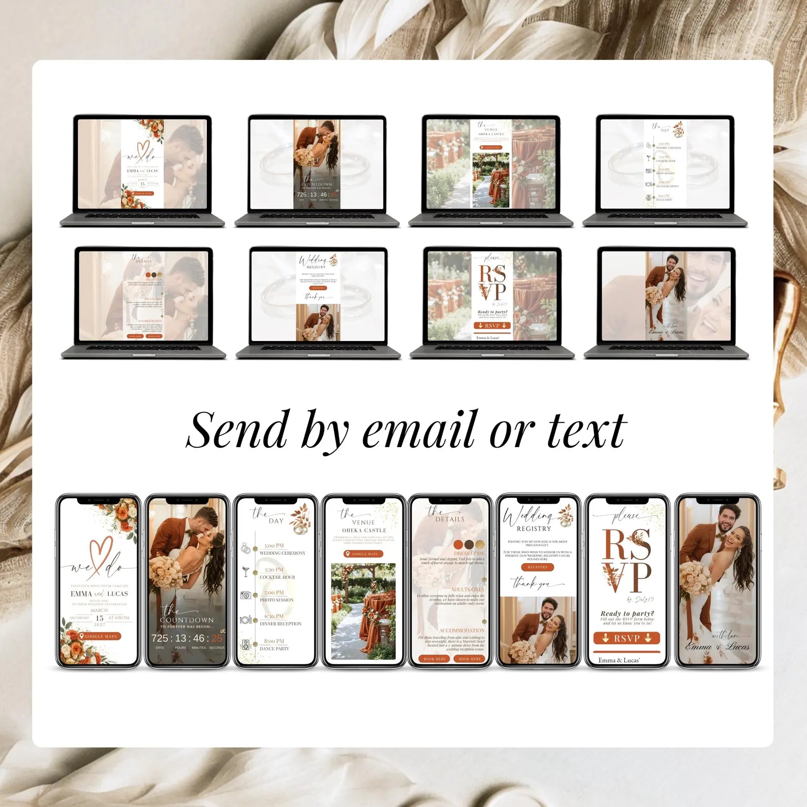 Burnt Orange Digital Wedding Invitation