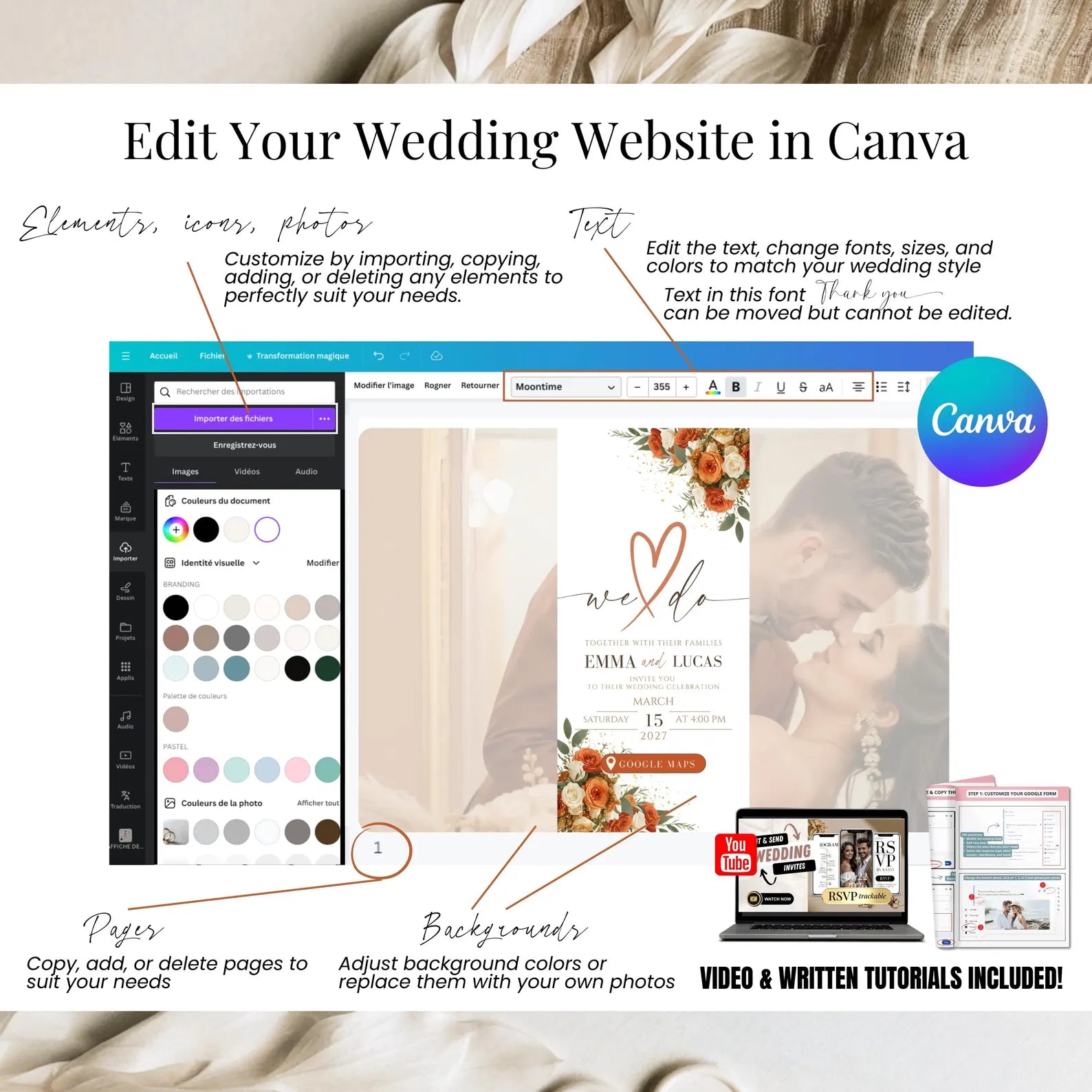 Burnt Orange Digital Wedding Invitation