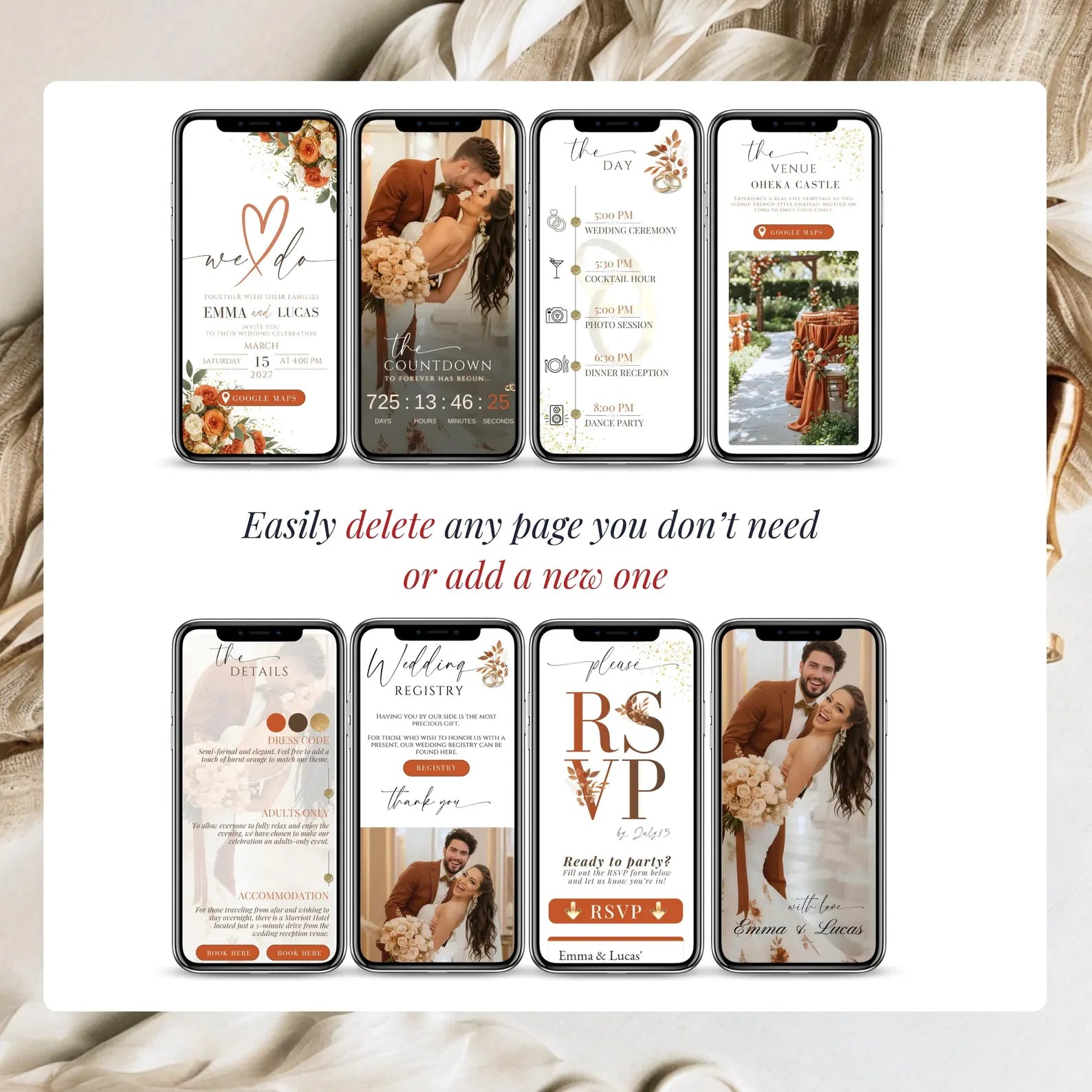 Burnt Orange Digital Wedding Invitation