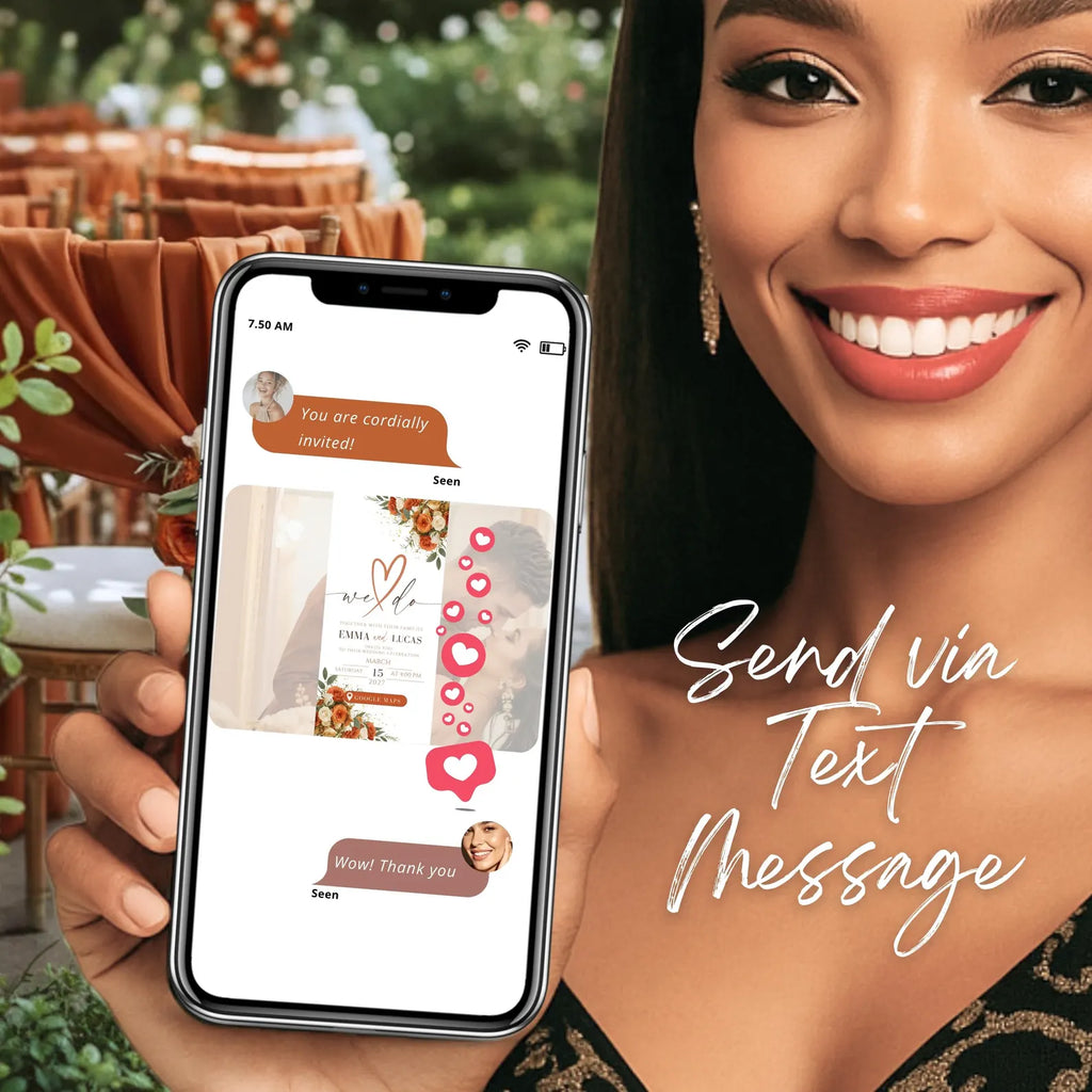Burnt Orange Digital Wedding Invitation
