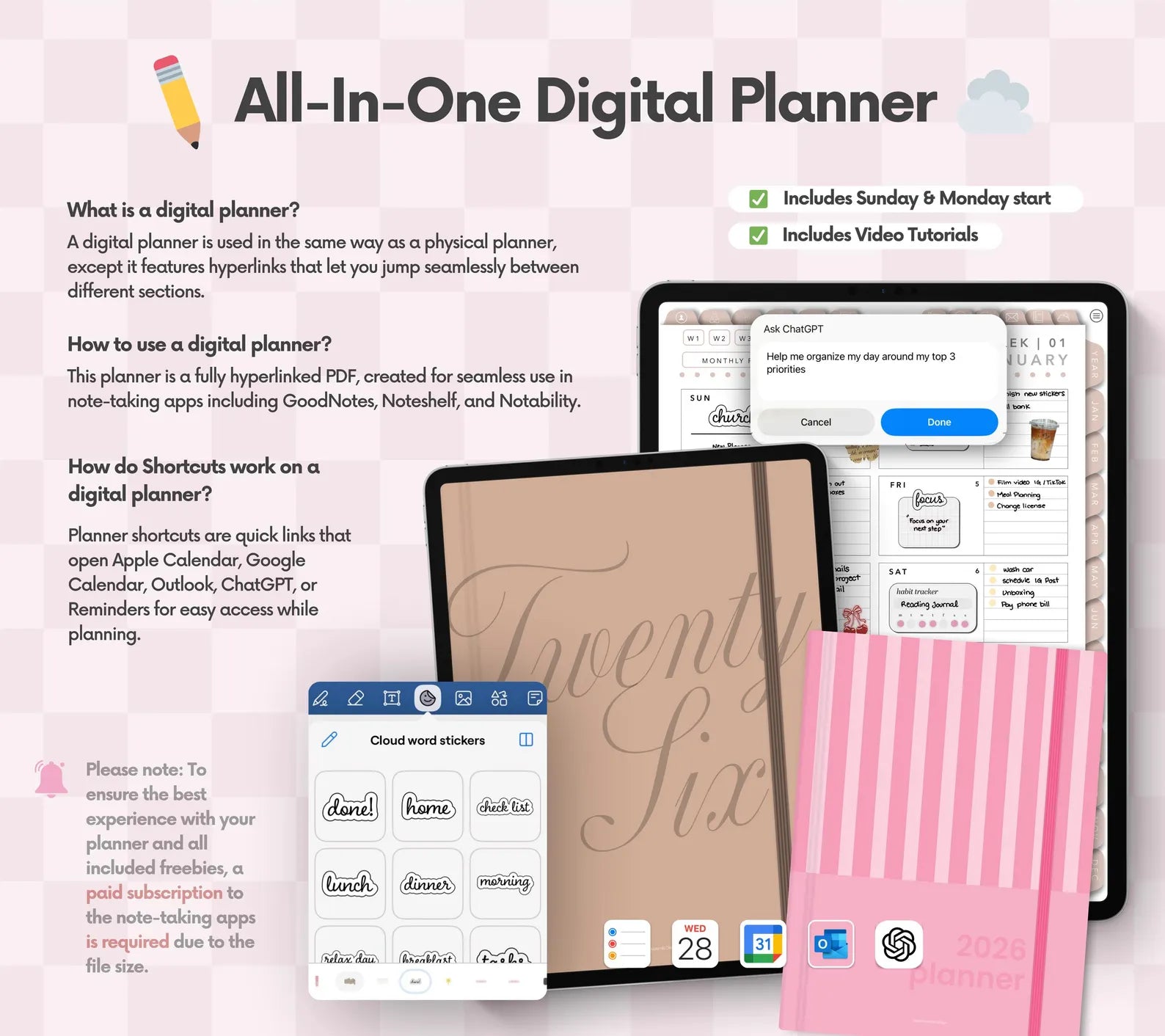 Digital Planner 2026–2028 & Undated | iPad, GoodNotes, Notability