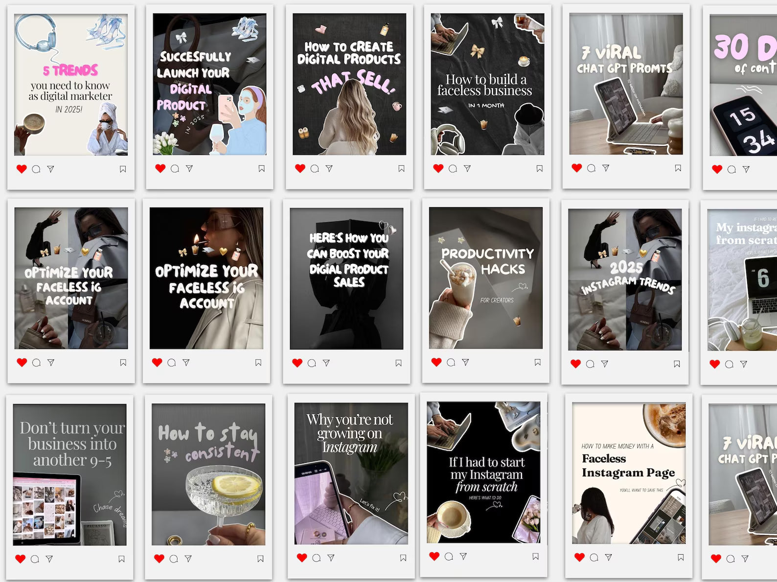 400 Faceless Instagram Carousel Templates