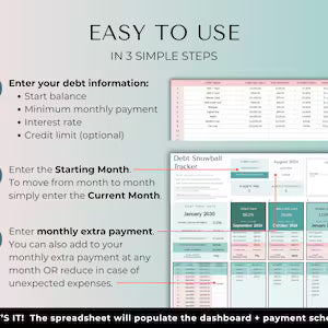 Debt Payoff Tracker, Snowball Avalanche Calculator, Credit Card Tracker, Home Loan, Student Loan, Debt-Free Planner (Google Sheets & Excel)