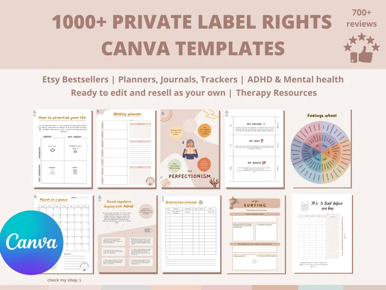 1000+ ADHD & Mental Health Canva Templates