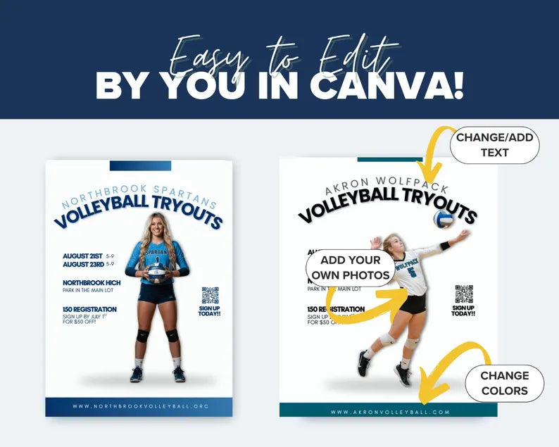 Volleyball Social Media Templates | 78 Canva Graphics