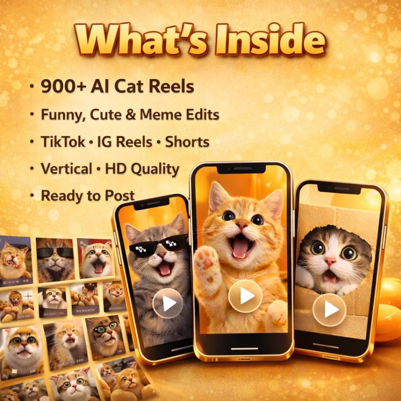 900 AI-generated viral cat reels