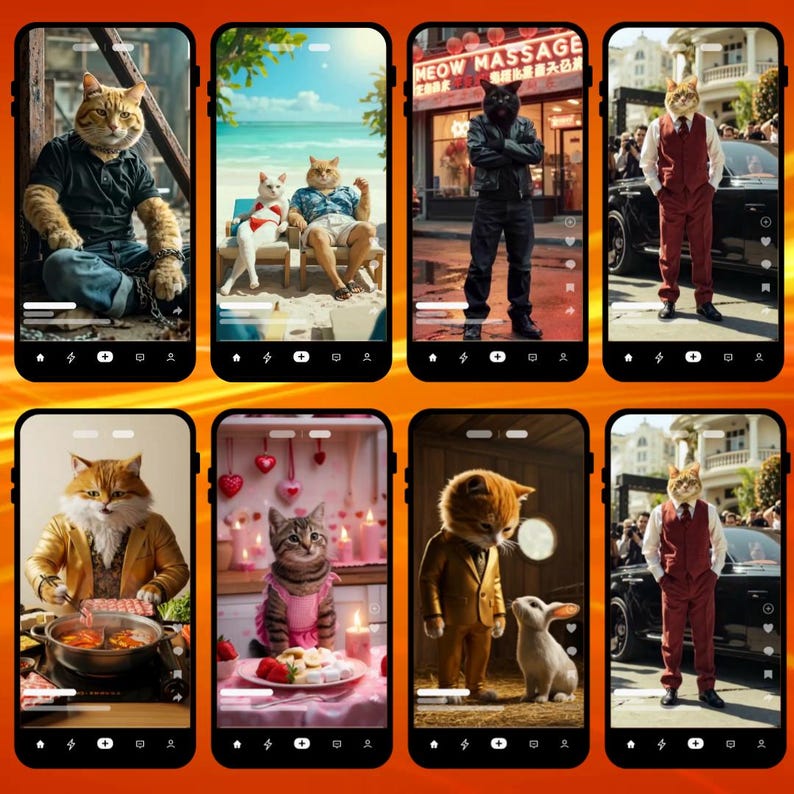 900 AI-generated viral cat reels