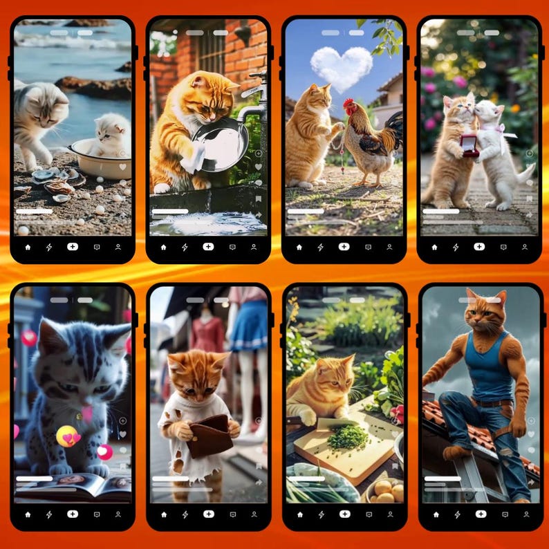 900 AI-generated viral cat reels