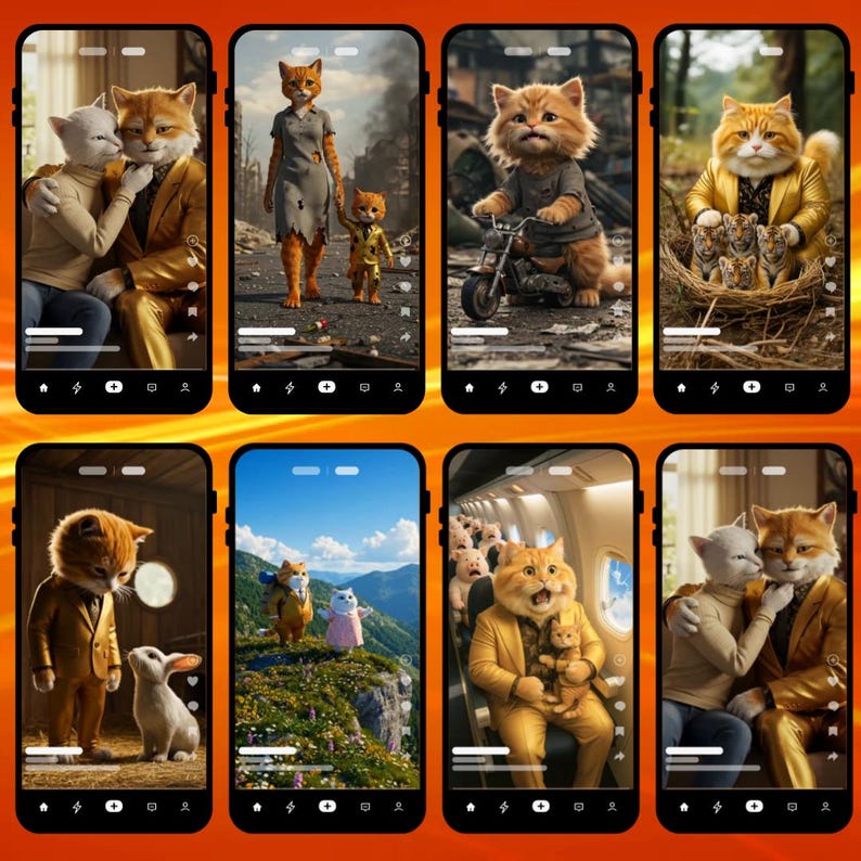 900 AI-generated viral cat reels