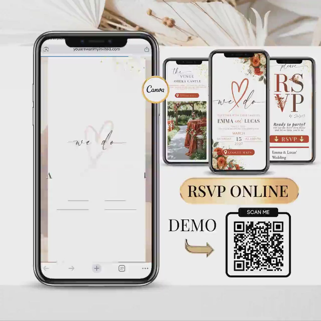 Burnt Orange Digital Wedding Invitation